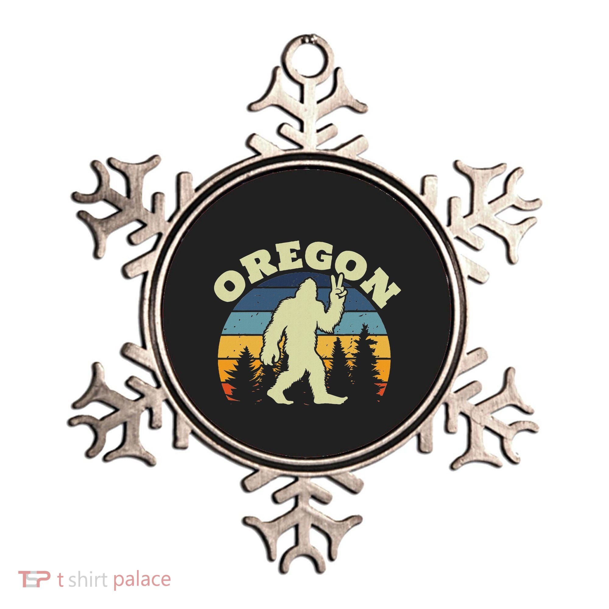 Oregon Us State Bigfoot Sasquatch Silhouette Retro Ornament