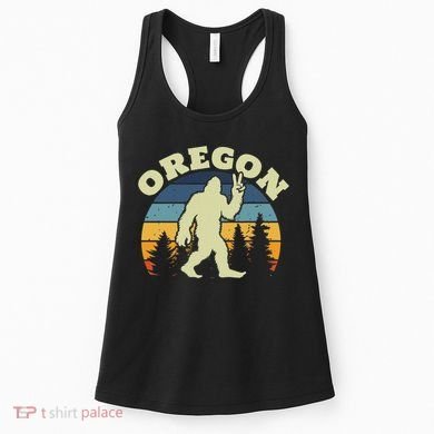 Oregon Us State Bigfoot Sasquatch Silhouette Retro Women's Tank Top