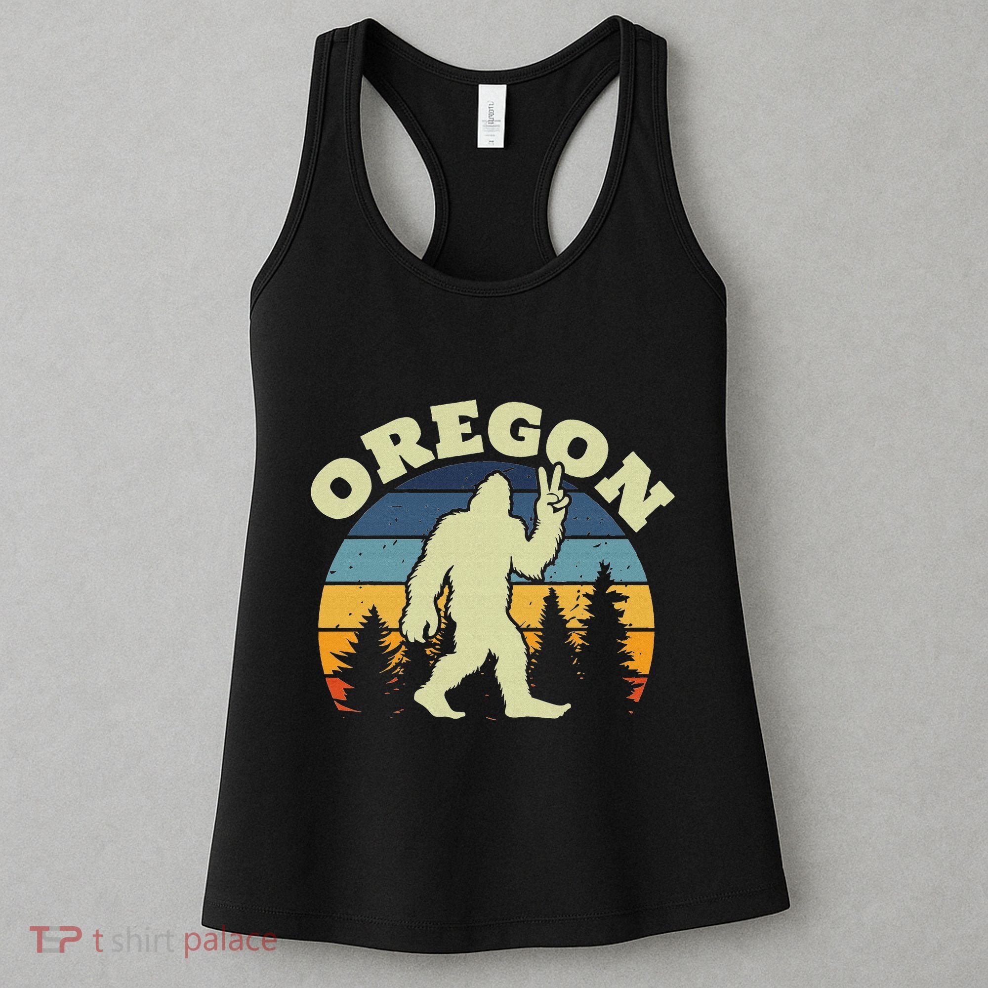 Oregon Us State Bigfoot Sasquatch Silhouette Retro Women's Tank Top
