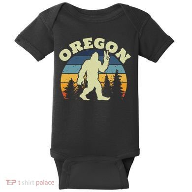 Oregon Us State Bigfoot Sasquatch Silhouette Retro Baby Bodysuit