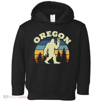 Oregon Us State Bigfoot Sasquatch Silhouette Retro Toddler Hoodie