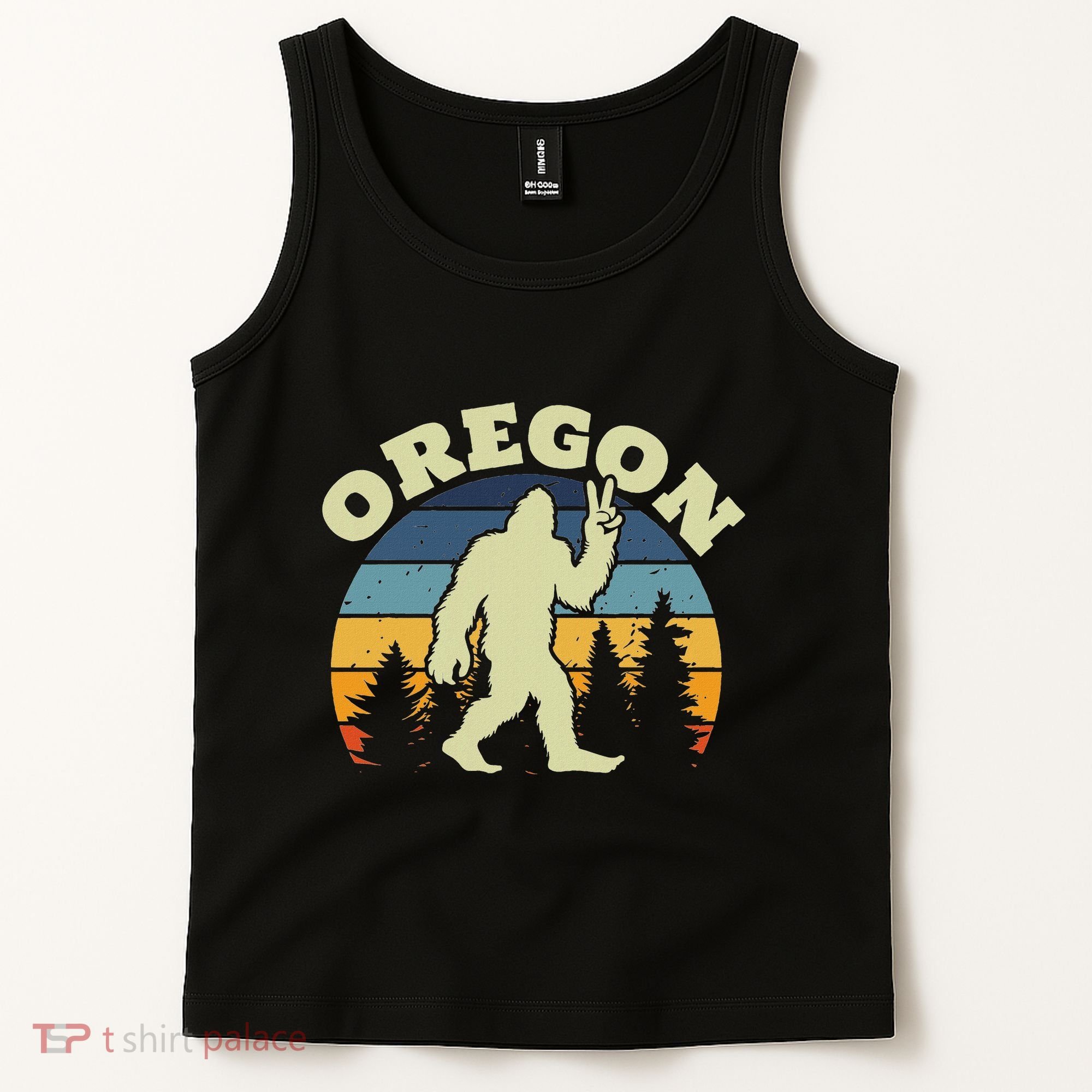 Oregon Us State Bigfoot Sasquatch Silhouette Retro Tank Top