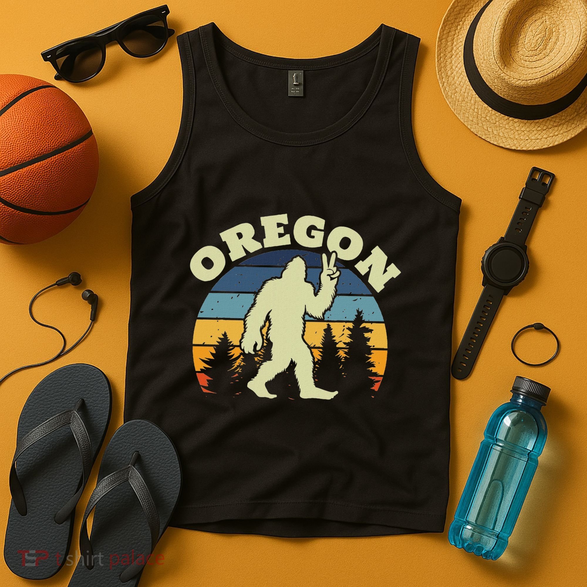 Oregon Us State Bigfoot Sasquatch Silhouette Retro Tank Top