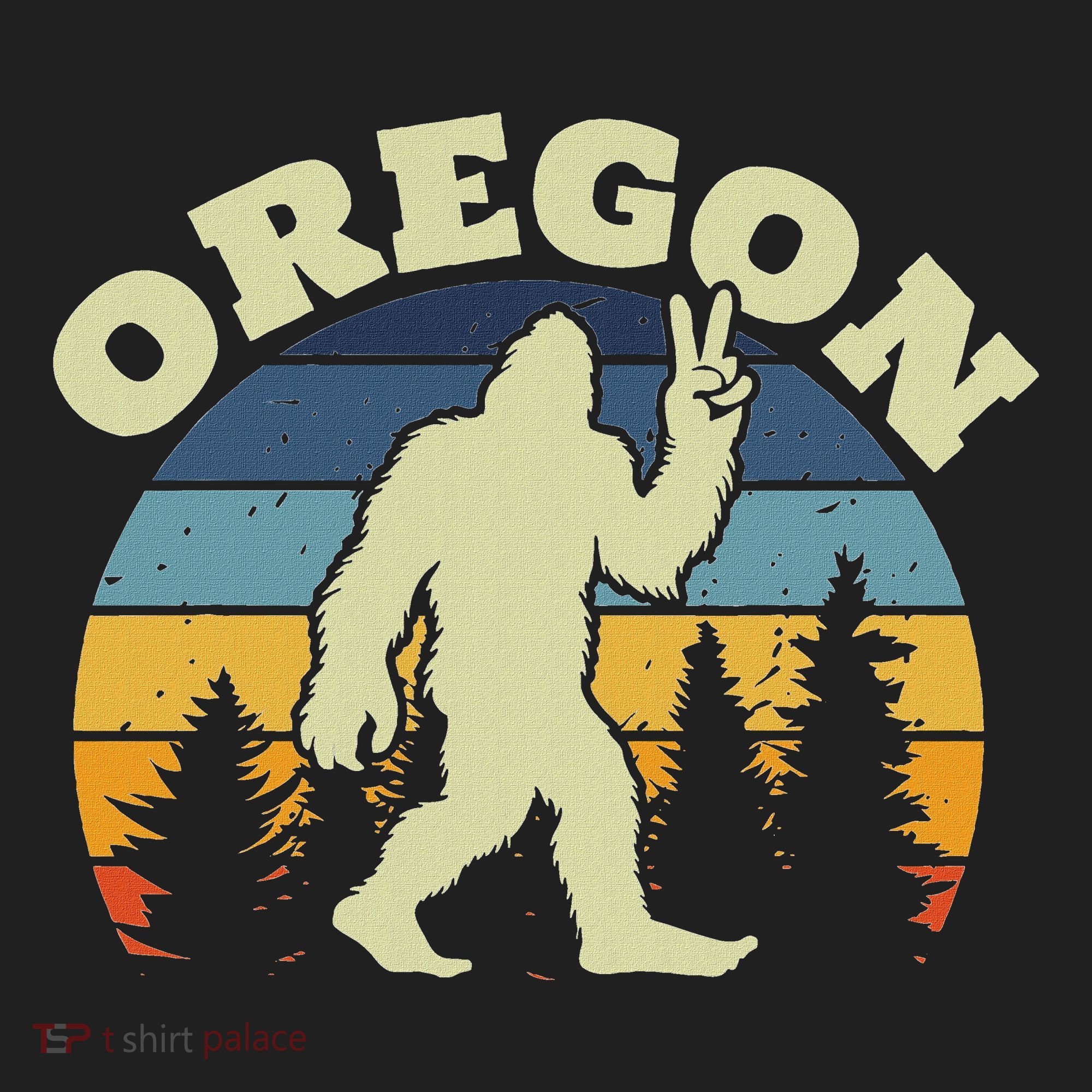 Oregon Us State Bigfoot Sasquatch Silhouette Retro Golf Towel