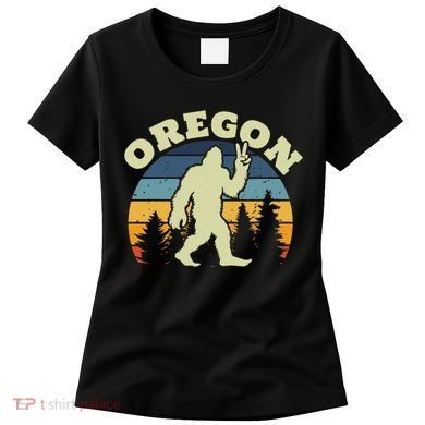 Oregon Us State Bigfoot Sasquatch Silhouette Retro Women's T-Shirt