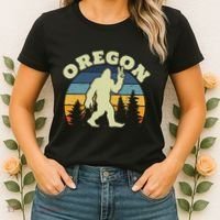Oregon Us State Bigfoot Sasquatch Silhouette Retro Women's T-Shirt thumb 2
