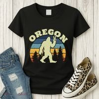 Oregon Us State Bigfoot Sasquatch Silhouette Retro Women's T-Shirt thumb 3