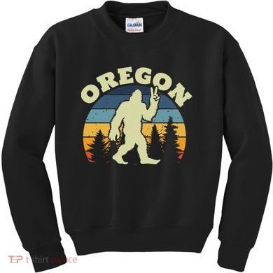 Oregon Us State Bigfoot Sasquatch Silhouette Retro Kids Sweatshirt