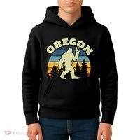 Oregon Us State Bigfoot Sasquatch Silhouette Retro Kids Hoodie thumb 4