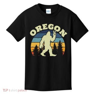 Oregon Us State Bigfoot Sasquatch Silhouette Retro Kids T-Shirt
