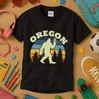 Oregon Us State Bigfoot Sasquatch Silhouette Retro Kids T-Shirt thumb 3