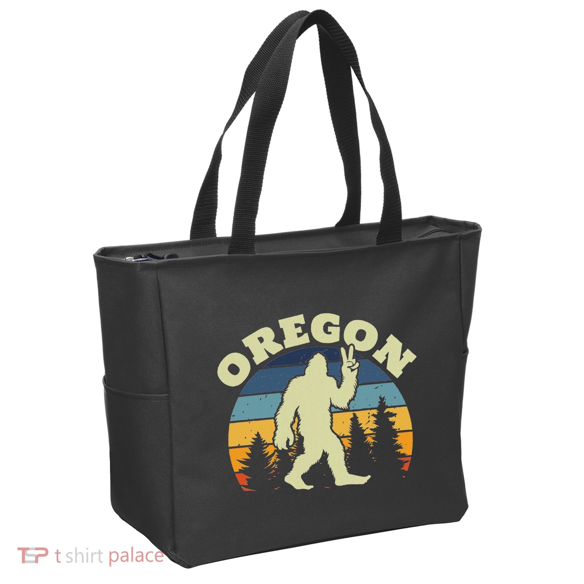 Oregon Us State Bigfoot Sasquatch Silhouette Retro Tote Bag