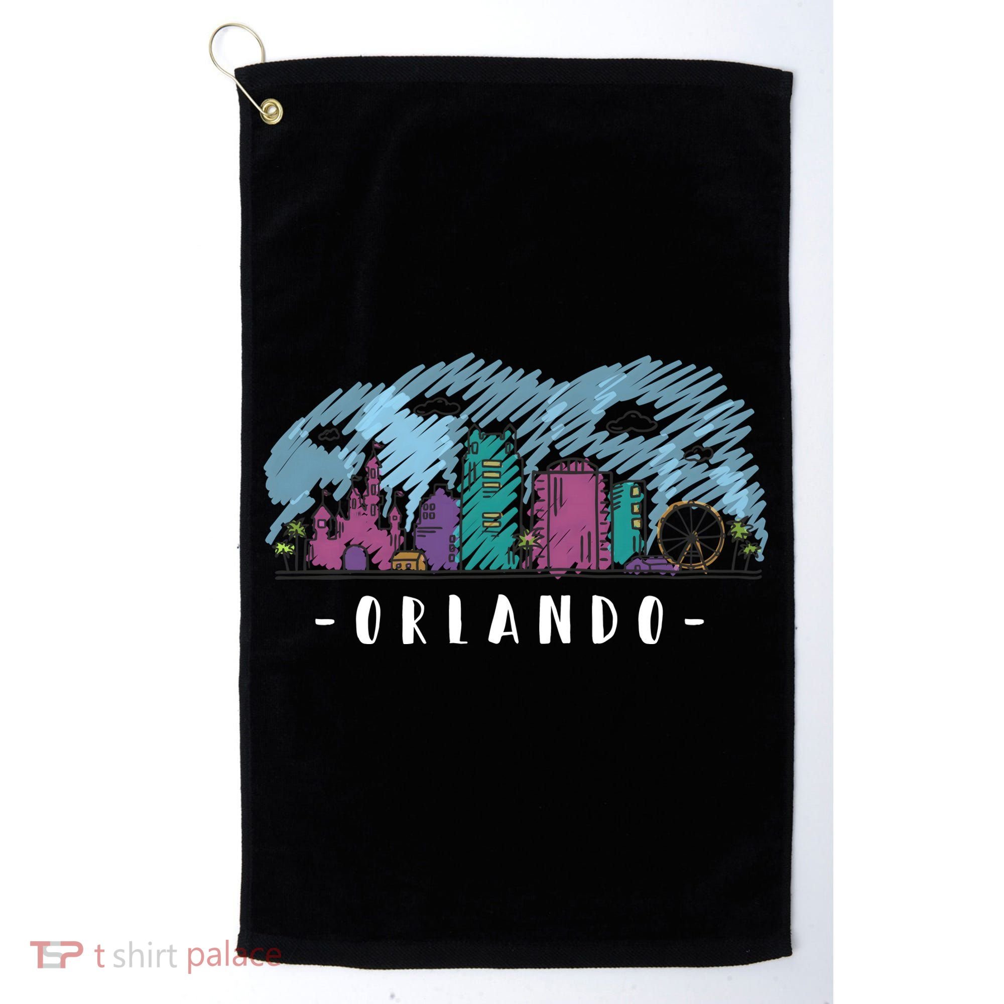 Orlando USA Skyline Sketch Golf Towel