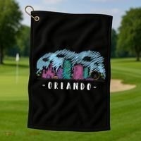 Orlando USA Skyline Sketch Golf Towel thumb 1