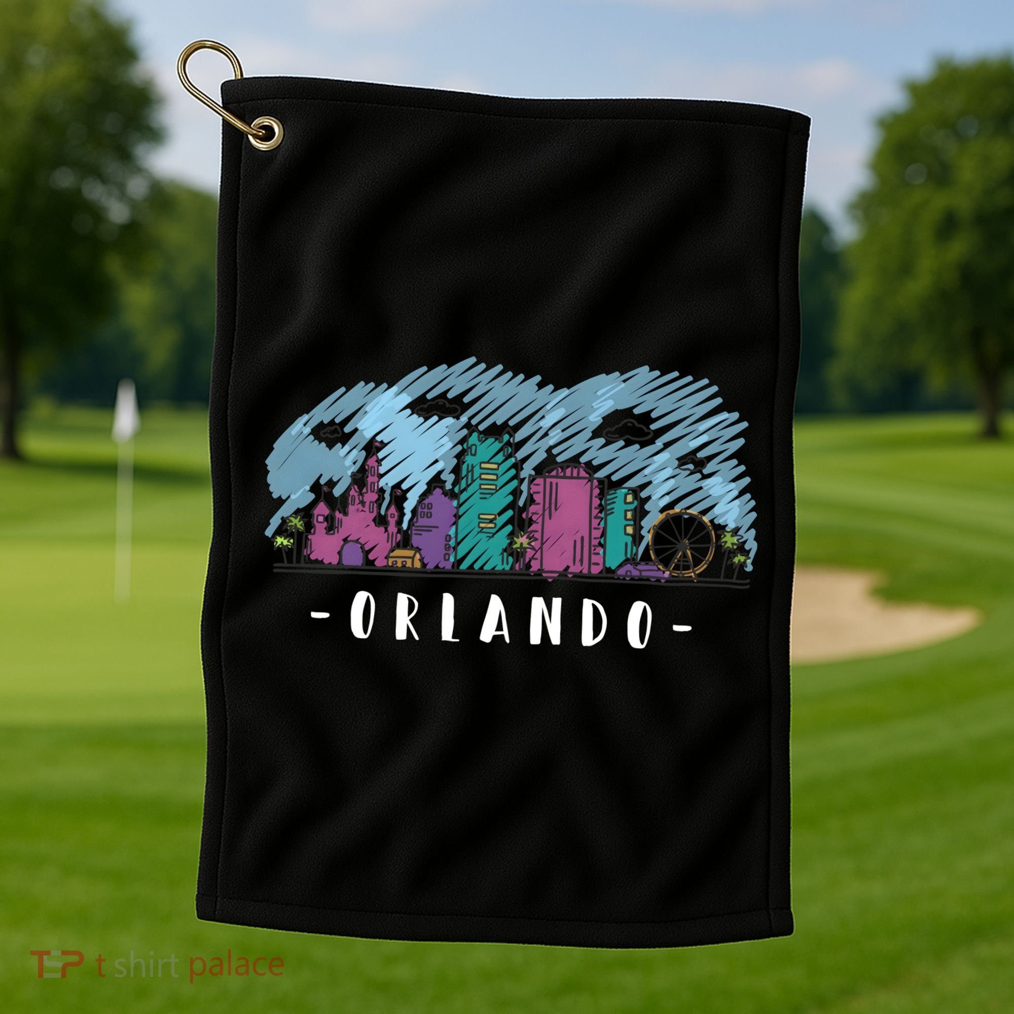 Orlando USA Skyline Sketch Golf Towel