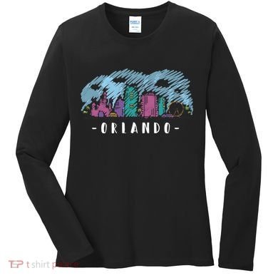 Orlando USA Skyline Sketch Women's Long Sleeve Shirt