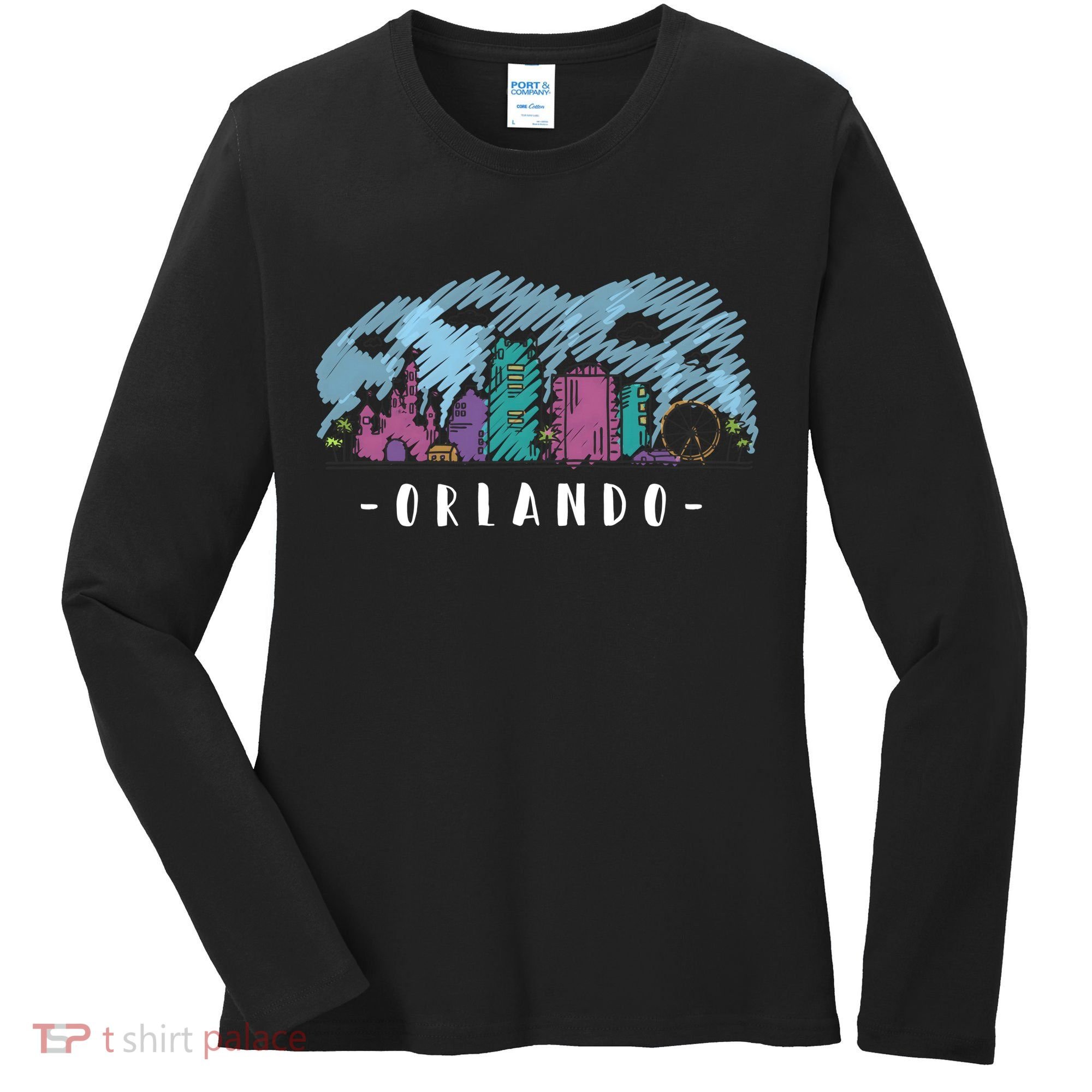 Orlando USA Skyline Sketch Women's Long Sleeve Shirt
