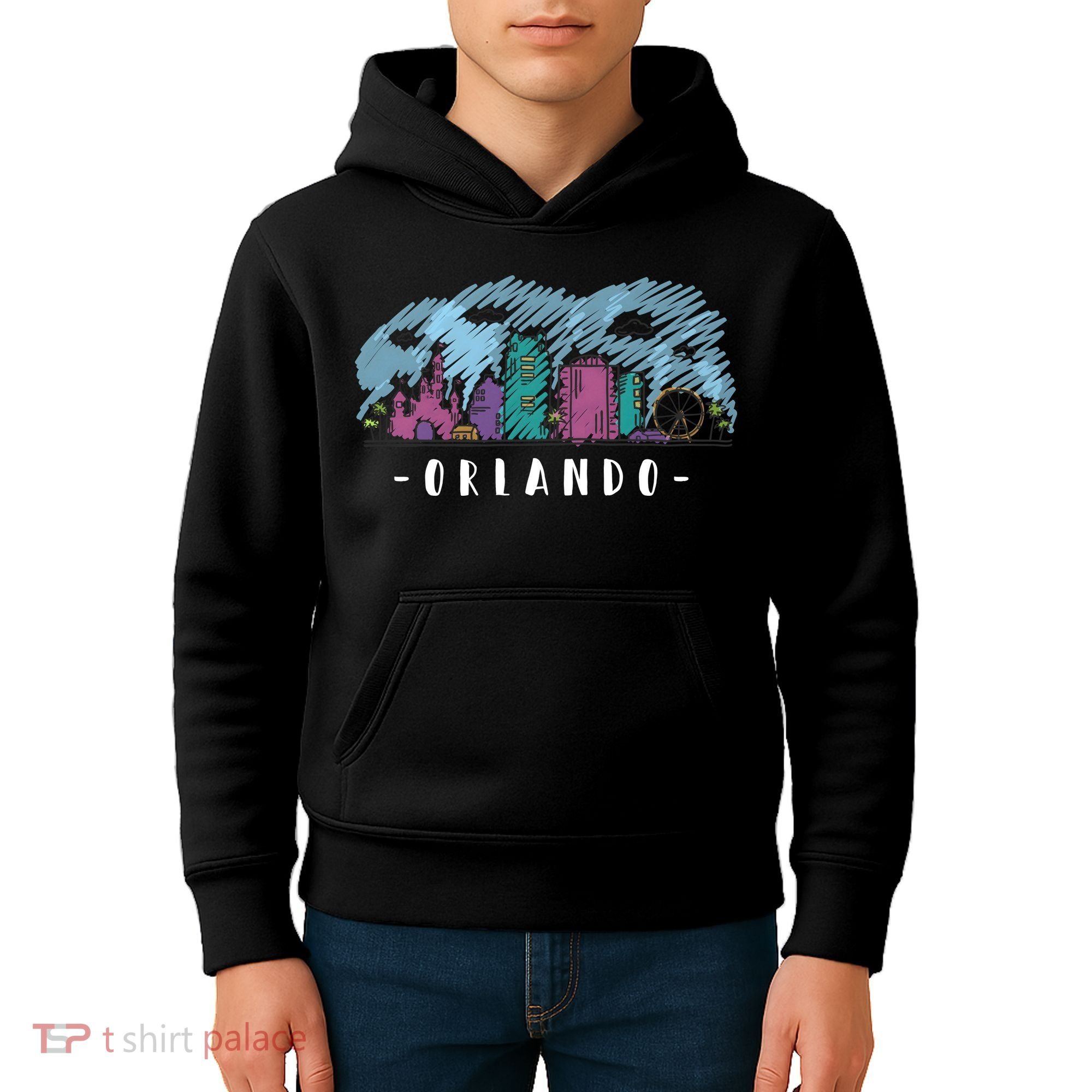 Orlando USA Skyline Sketch Kids Hoodie