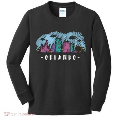 Orlando USA Skyline Sketch Kids Long Sleeve Shirt