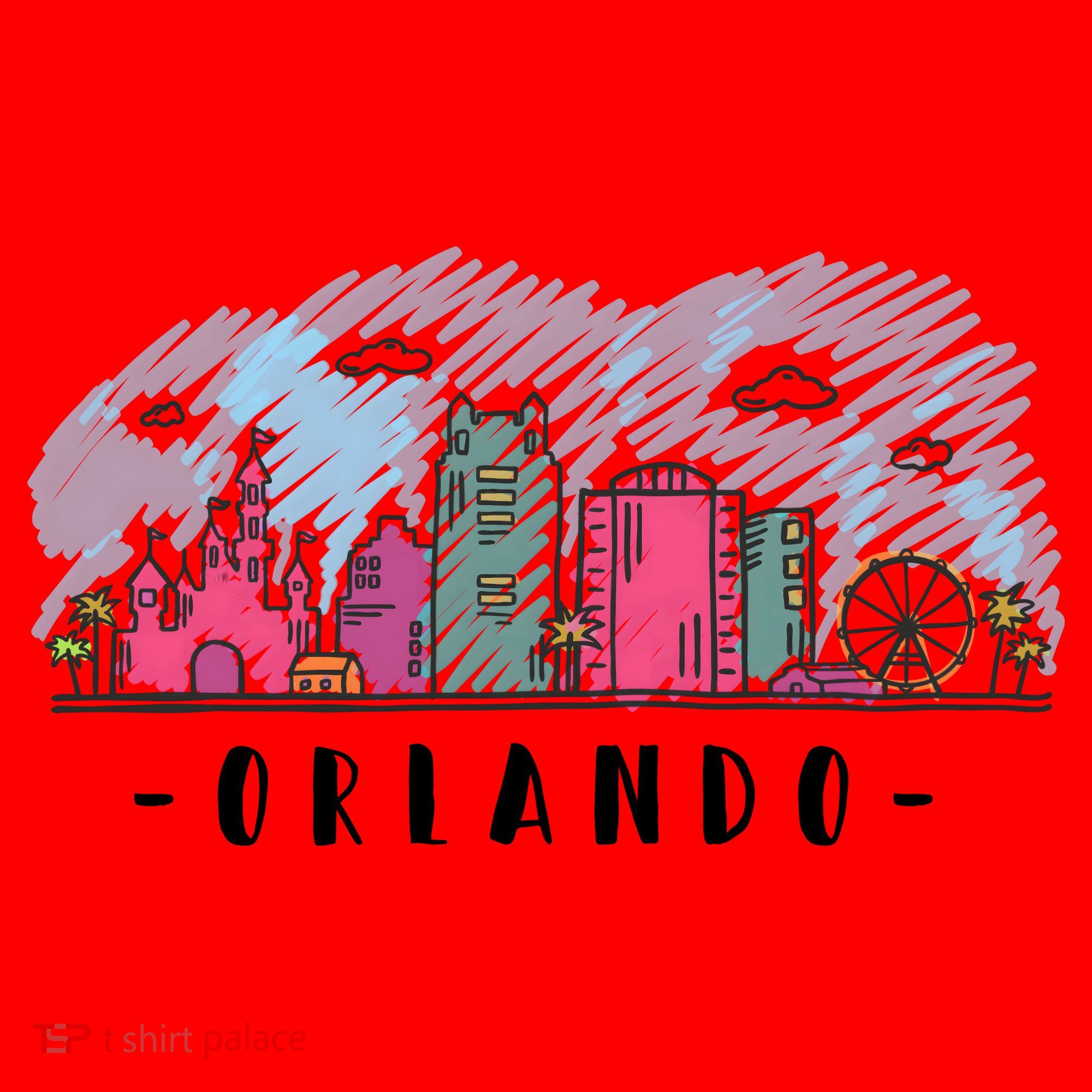 Orlando USA Skyline Sketch Santa Hat
