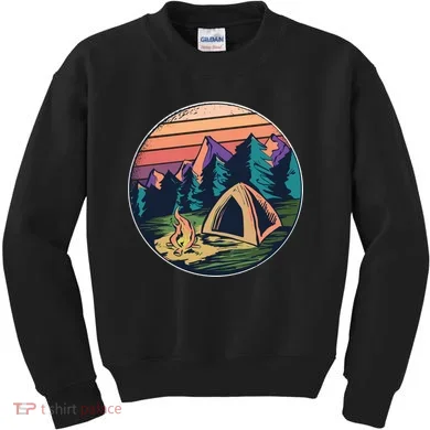 Outdoor Camping Sunset Kids Sweatshirt
