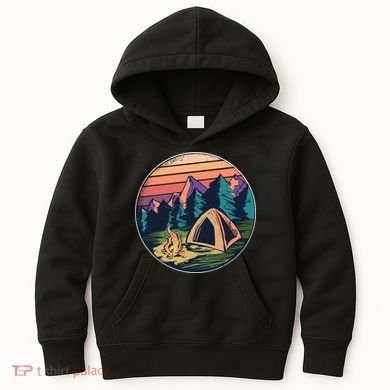 Outdoor Camping Sunset Kids Hoodie