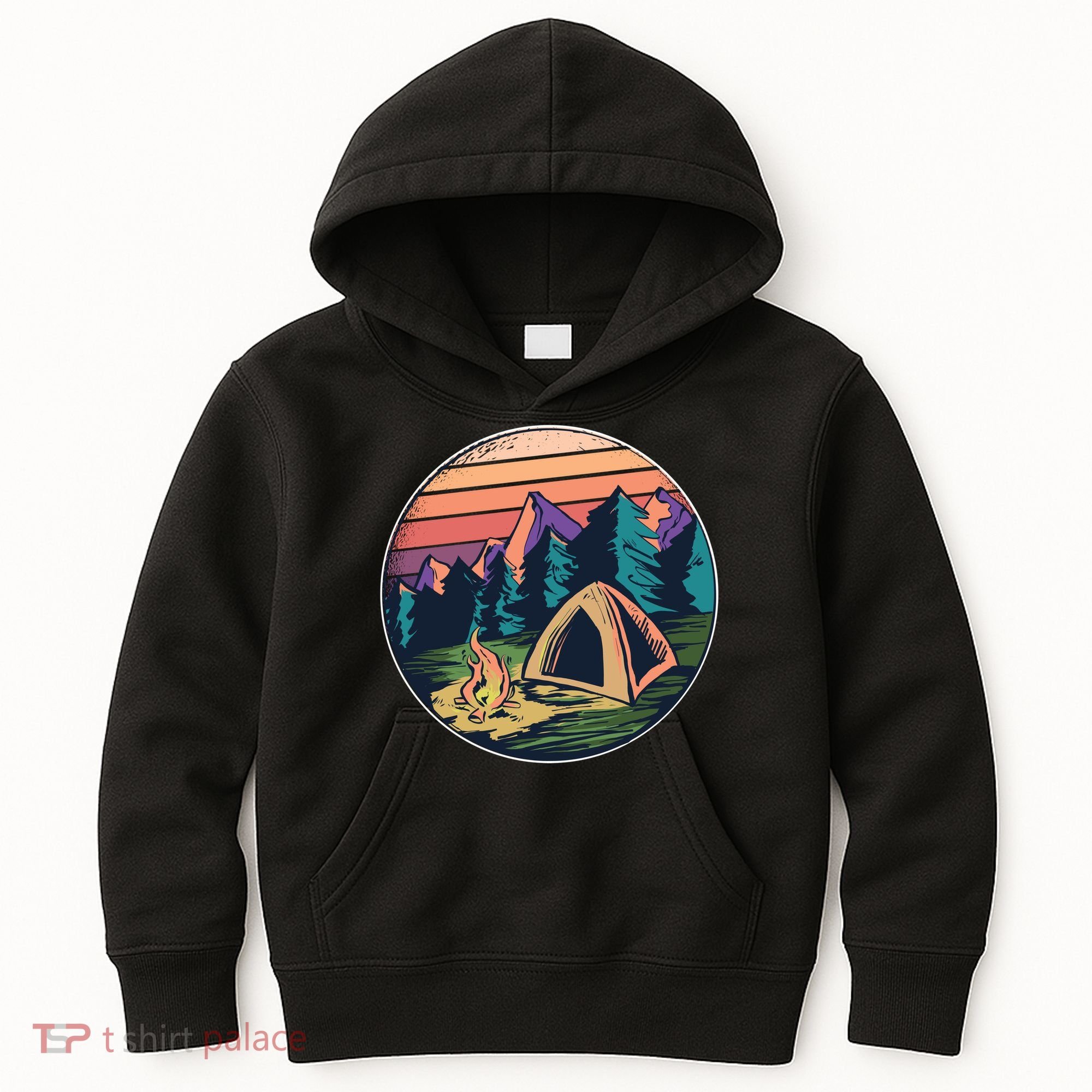 Outdoor Camping Sunset Kids Hoodie
