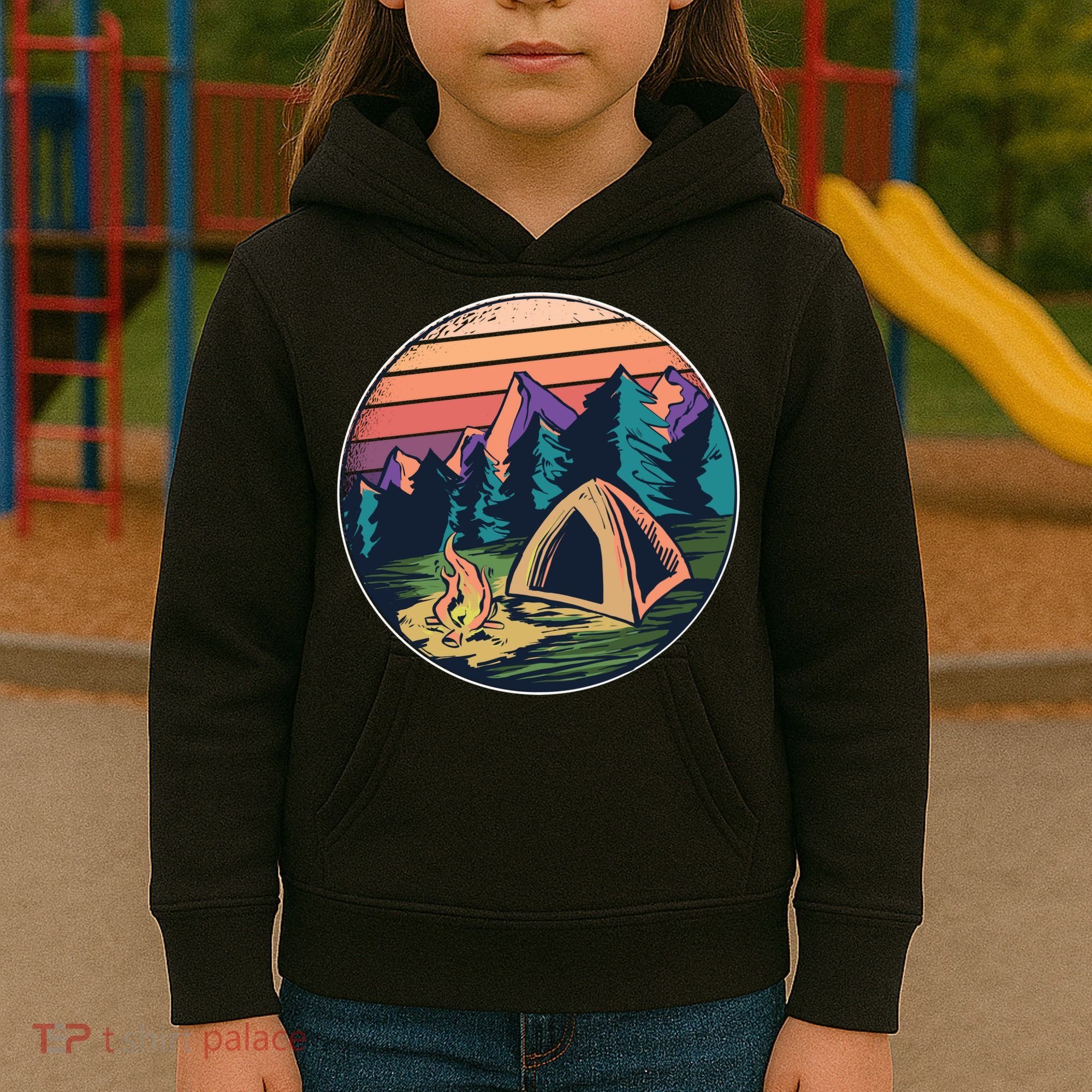 Outdoor Camping Sunset Kids Hoodie