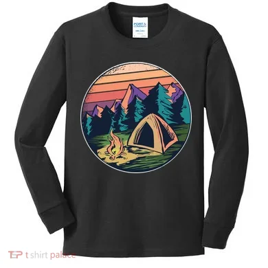 Outdoor Camping Sunset Kids Long Sleeve Shirt