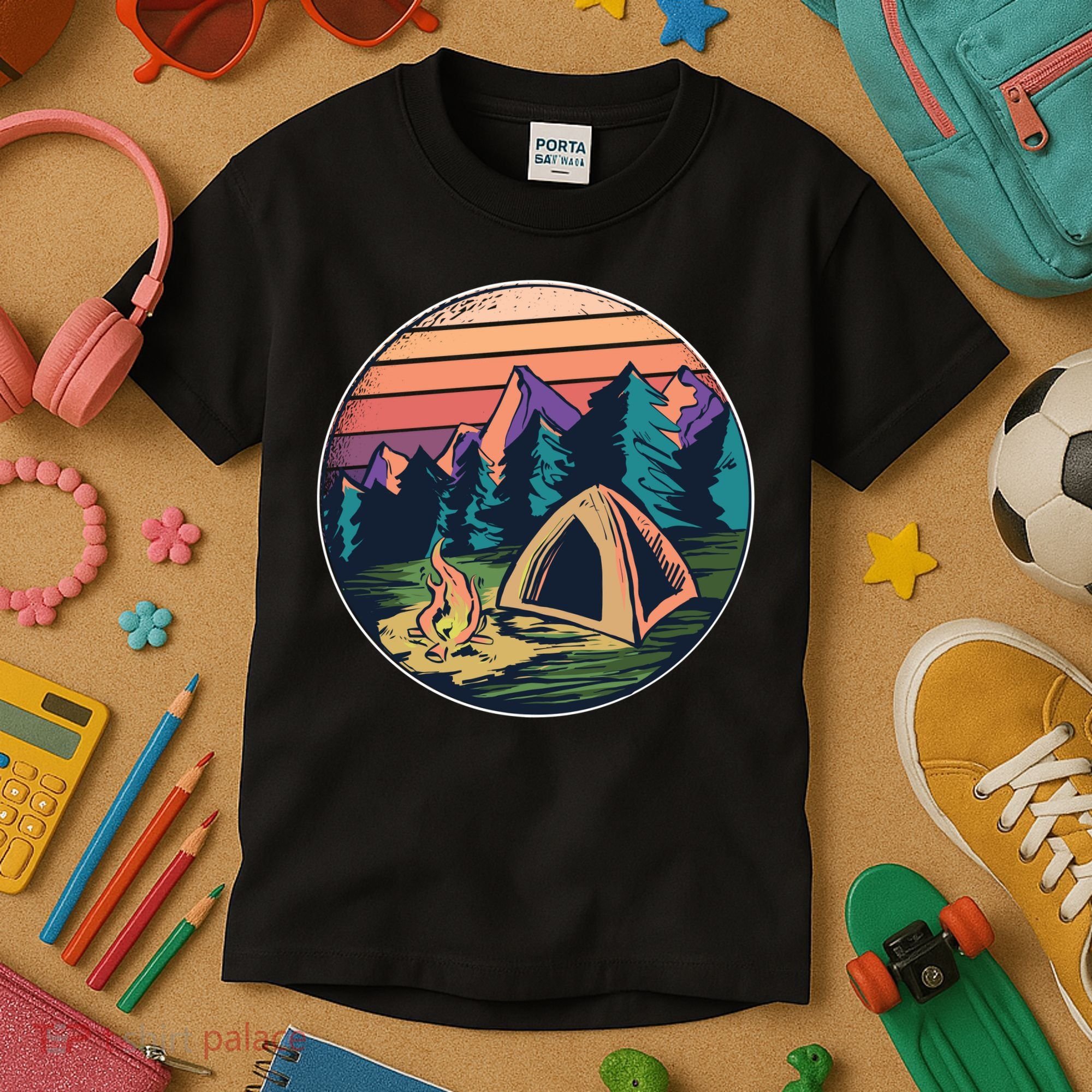 Outdoor Camping Sunset Kids T-Shirt
