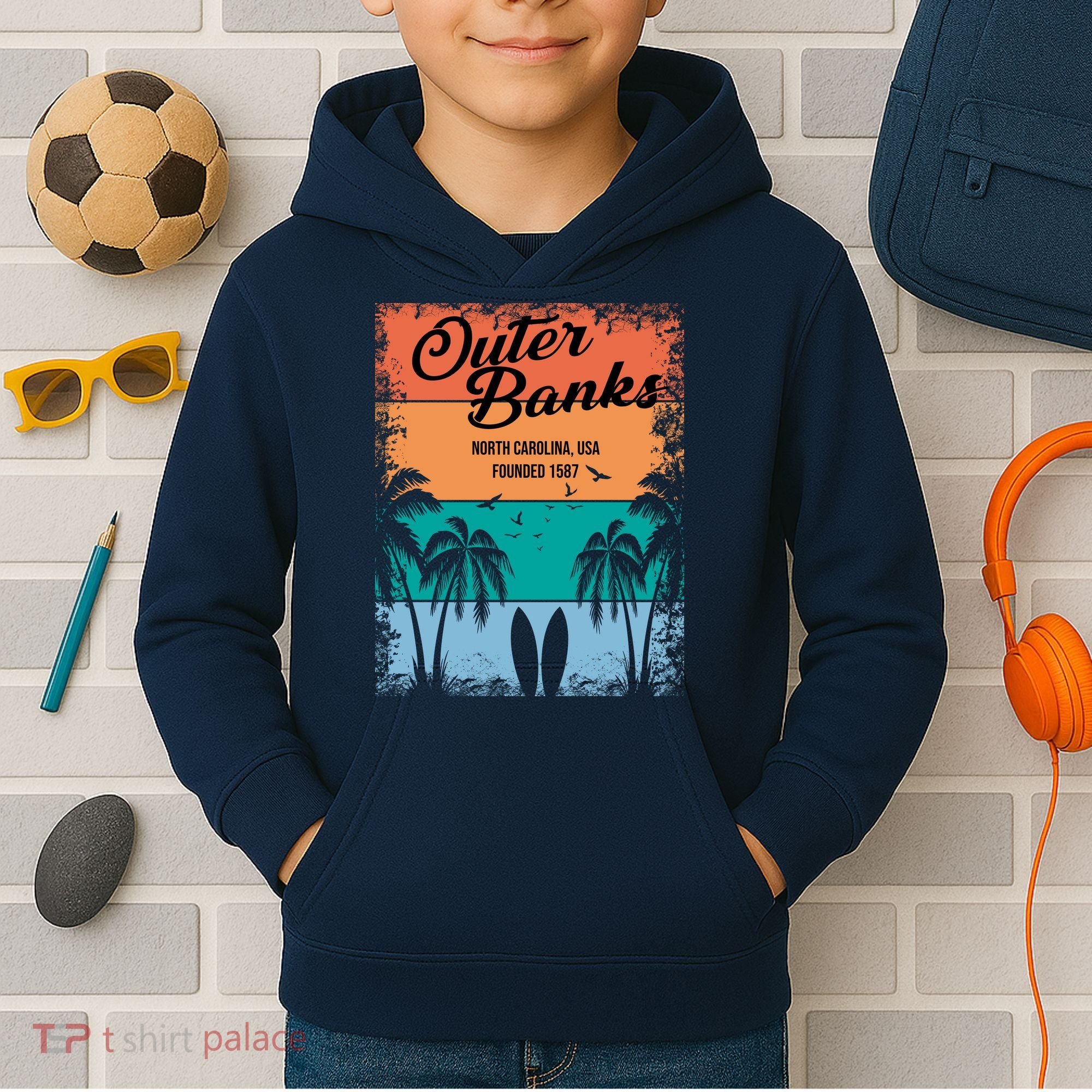 Outer Banks North Carolina USA Founded 1587 Kids Hoodie