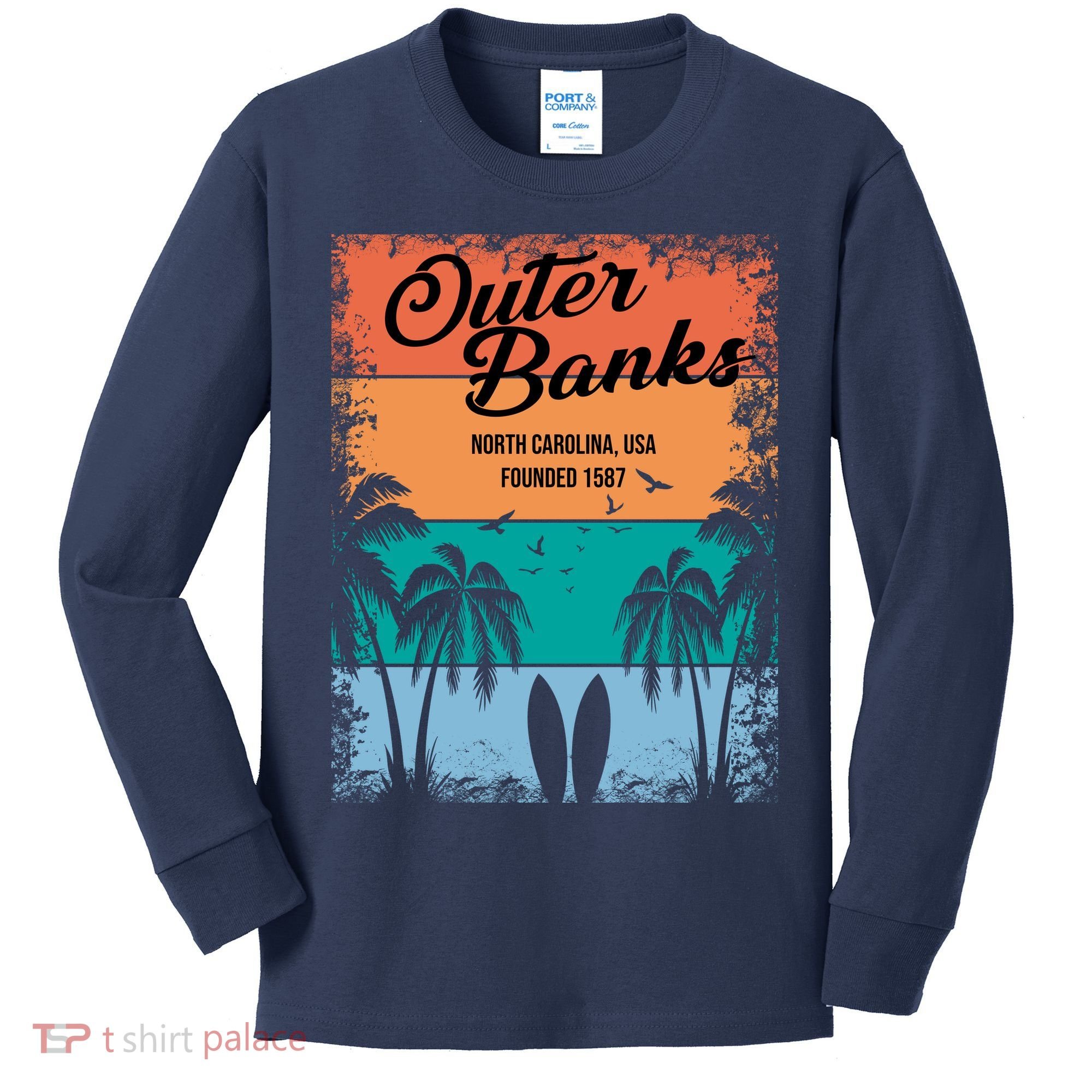 Outer Banks North Carolina USA Founded 1587 Kids Long Sleeve Shirt