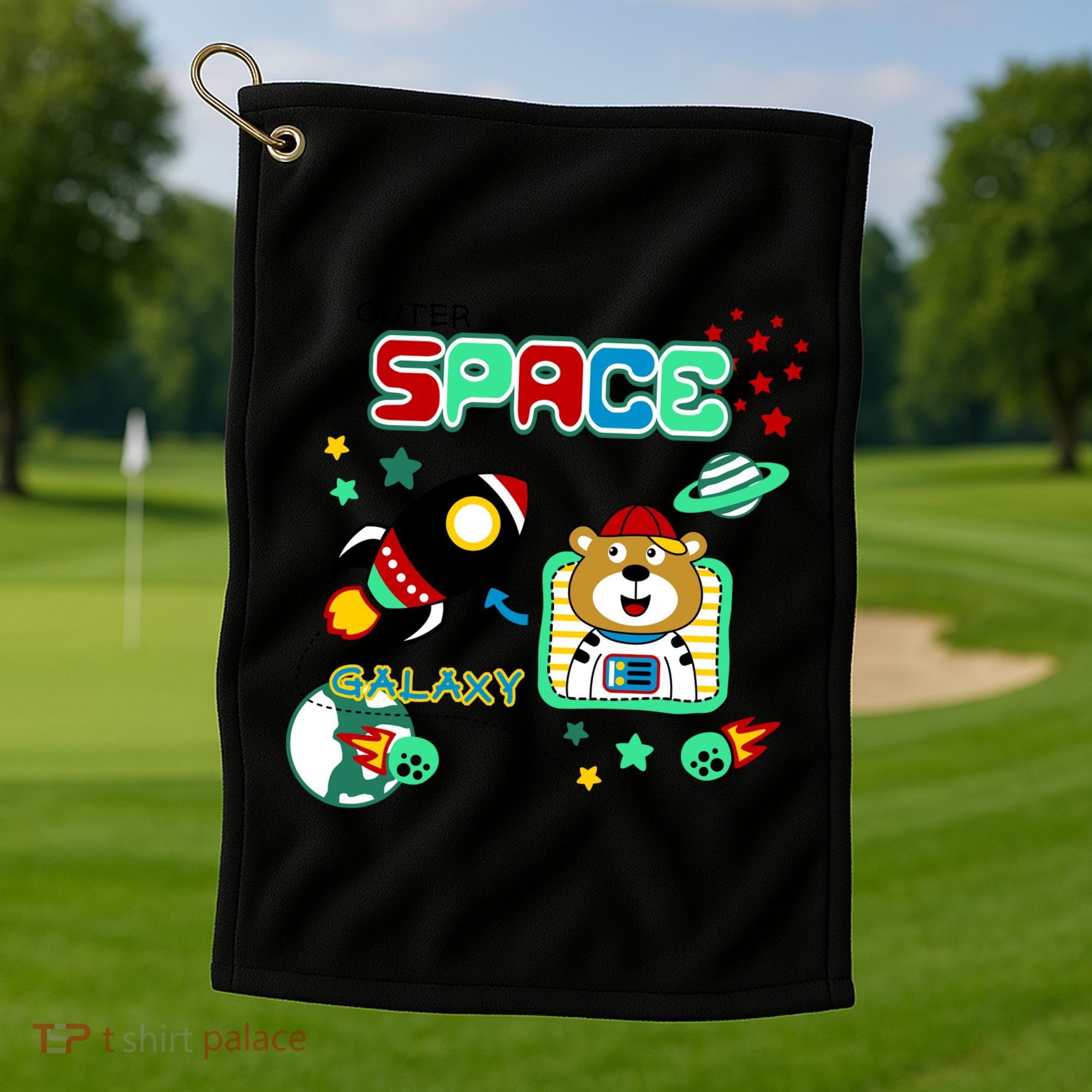 Outer Space Children's Illustration Golf Towel