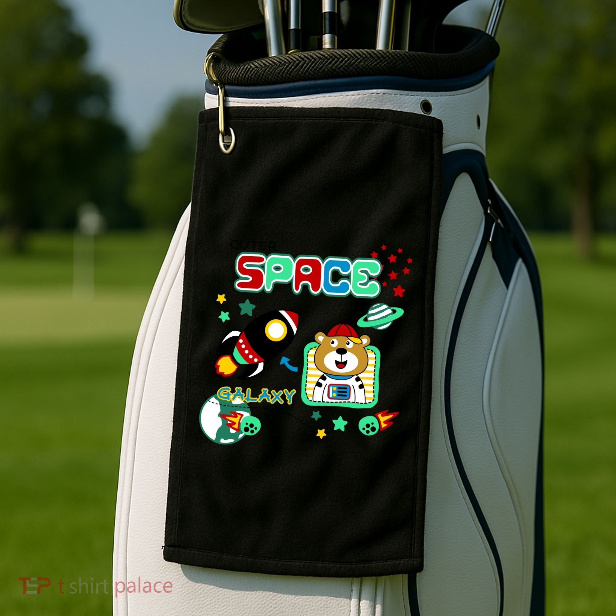 Outer Space Children's Illustration Golf Towel