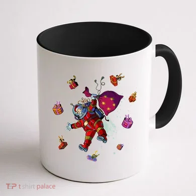 Outer Space Santa Christmas Astronaut  Coffee Mug back
