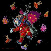 Outer Space Santa Christmas Astronaut  Women's Hoodie thumb 2