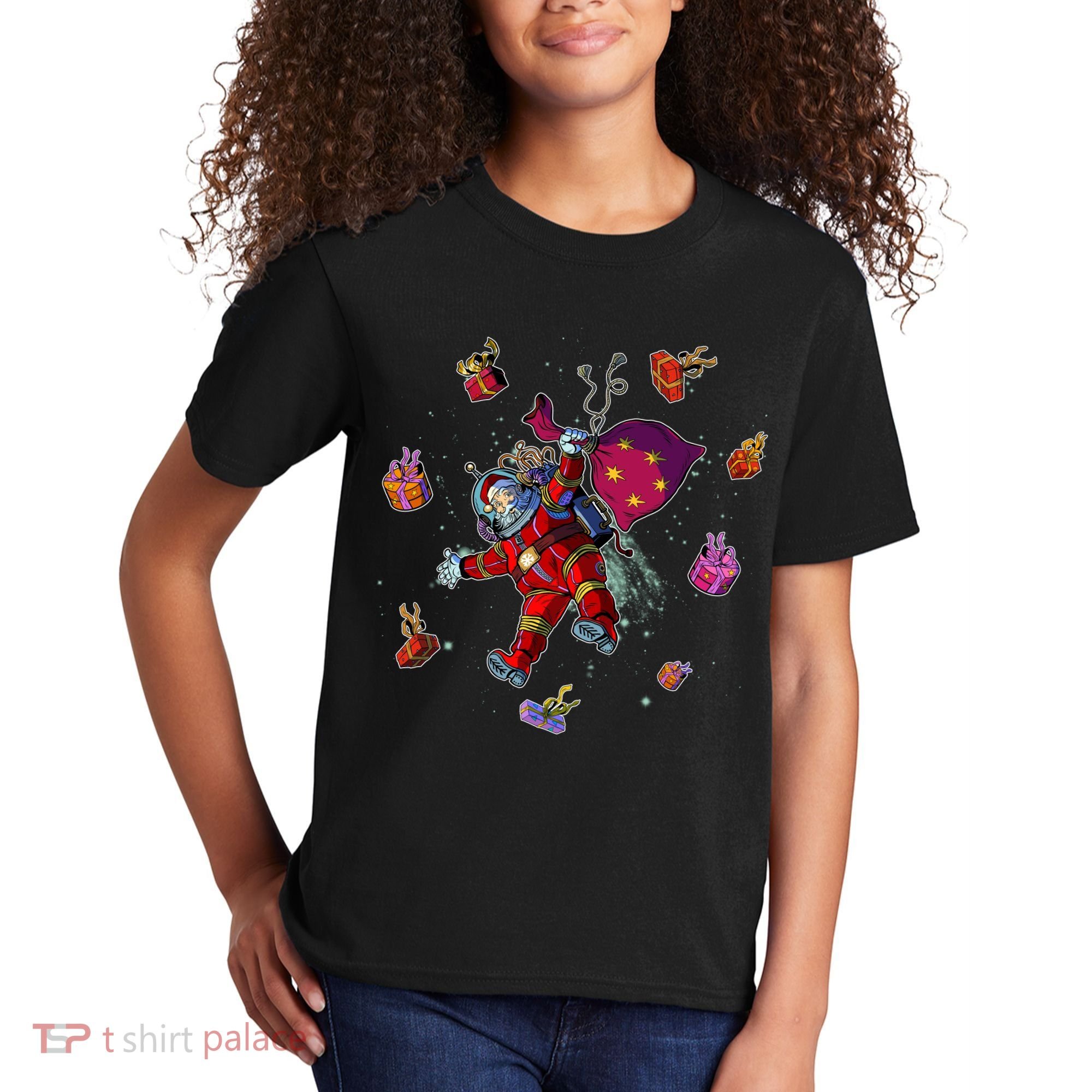Outer Space Santa Christmas Astronaut  Kids T-Shirt