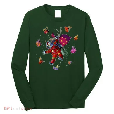 Outer Space Santa Christmas Astronaut Long Sleeve Shirt