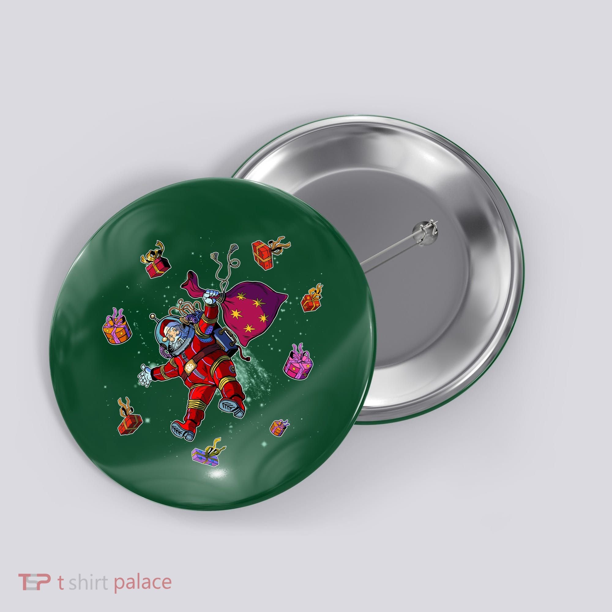 Outer Space Santa Christmas Astronaut  Button