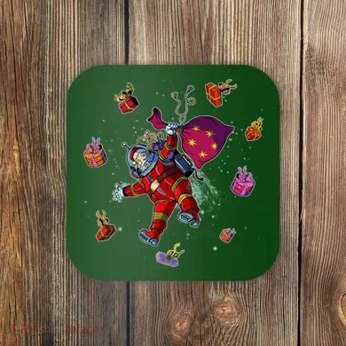 Outer Space Santa Christmas Astronaut  Coaster