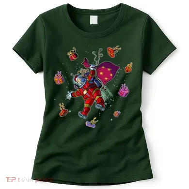 Outer Space Santa Christmas Astronaut Women's T-Shirt