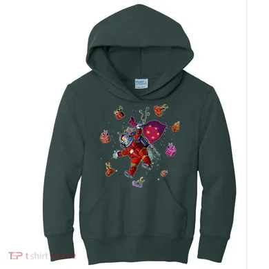 Outer Space Santa Christmas Astronaut Kids Hoodie