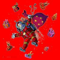 Outer Space Santa Christmas Astronaut  Santa Hat thumb 1