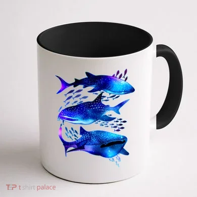 Outer Space Whale Sharks  Coffee Mug back