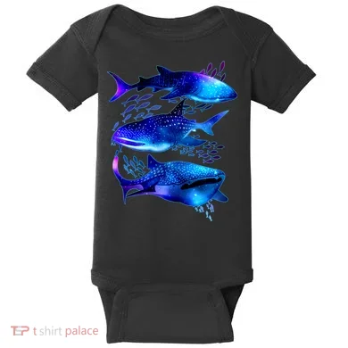 Outer Space Whale Sharks  Baby Bodysuit