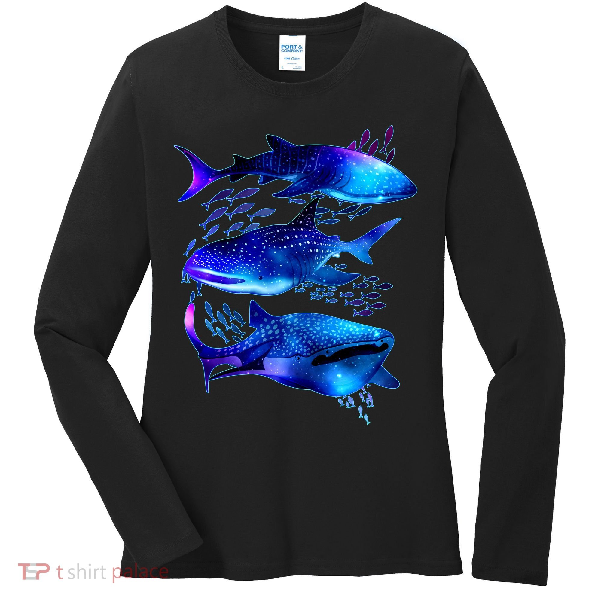 Outer Space Whale Sharks  Women's Long Sleeve Shirt