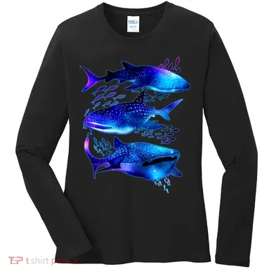 Outer Space Whale Sharks  Women's Long Sleeve Shirt
