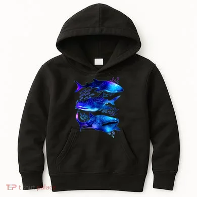 Outer Space Whale Sharks  Kids Hoodie