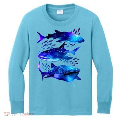 Outer Space Whale Sharks  Kids Long Sleeve Shirt