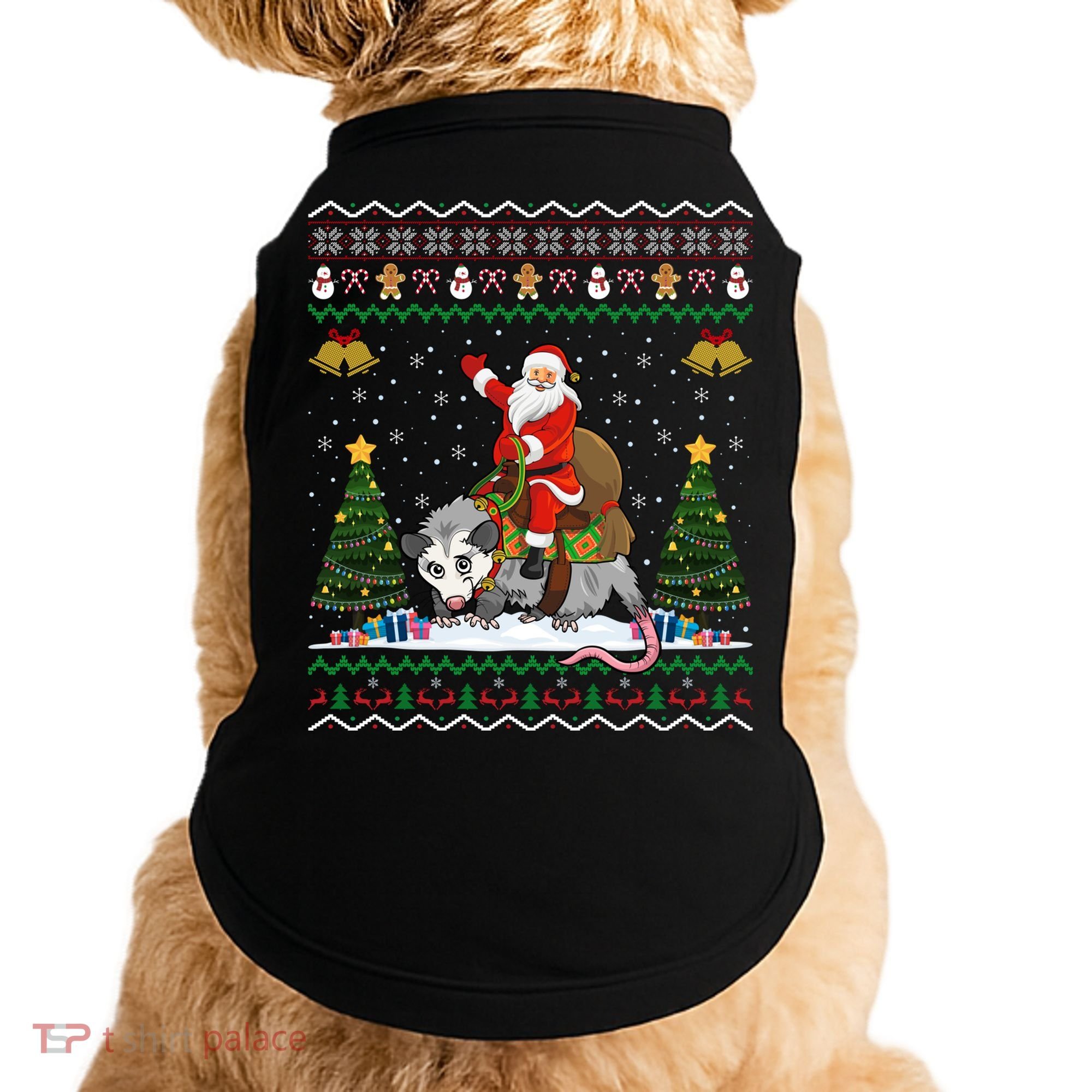 Opossum Ugly Xmas Gift Santa Riding Opossum Christmas Gift Doggie Tank